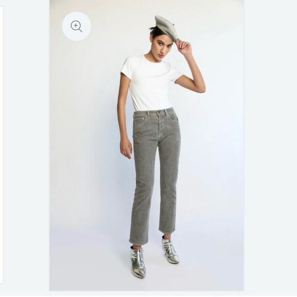 Daily Blue By AG Boost Corduroy Jeans Straight Leg High Rise Lead Grey Sz 24 NEW - Picture 1 of 14